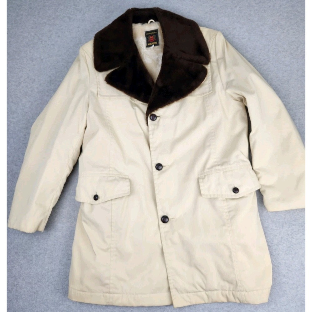 VINTAGE MENS Winter OVERCOAT Walkers JACKET FAUX FUR LINING & COLLAR 42R‎ Large